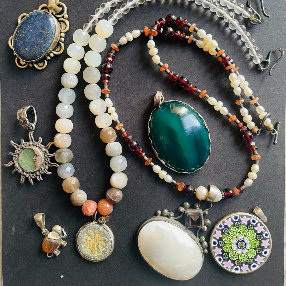 Lot of 7 Sterling Silver & Artisan Gemstone
Jewelry - Most 925 Stamped